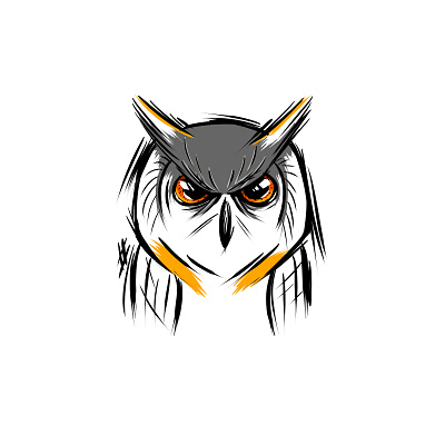 Owl animal bird cartoon comic cool design eyes illustration ink sketch