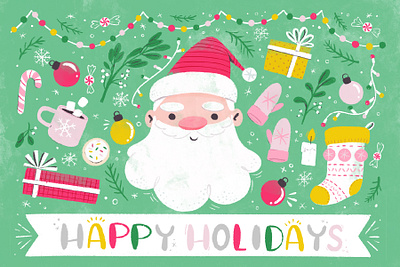 Happy Holidays christmas digital digital art digital illustration happy holiday happy holidays holidays illustration robin sheldon santa