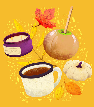 Autumn Feelings autumn cofee design digital digital illustration fall illustration pumpkin robin sheldon