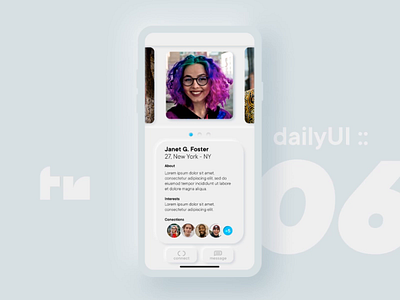 Daily UI :: 06 animation app dailyui dailyui06 dailyui6 dailyuichallenge design figma design motion design neomorphism parallax profile ui ux