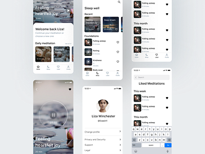 Meditation app app design ui ux uxuidesign интерфейс медитация