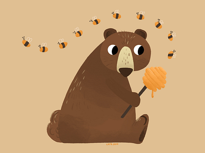 Honey honey bear cute honey illustration