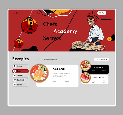 Cooking Time app chef cook cooking dashboad dashboard design design homepage illustrator logo recipe recipes sushi task ui ux vector web app web design website