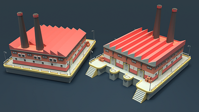 Asset Forge Daily build: Factory day 3d art asset forge blender3d factory illustration low poly render