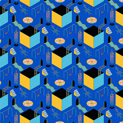 The Box illustration illustrator isometric pattern primary repeat pattern