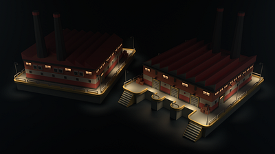 Asset Forge Daily build: Factory night 3d art asset forge blender3d factory illustration low poly render