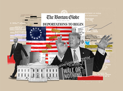 'Wall or Nothing' collage democracy democrat design donald trump donaldtrump illustration politics president presidential election putin twitter ui united states united states of america usa usa flag vote voter white house