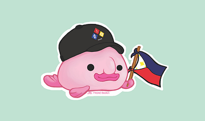 Blob Ong Pinoy 2d art blobfish cartoon cute design filipino flag fun illustration philippines pinoy pride sticker sticker design