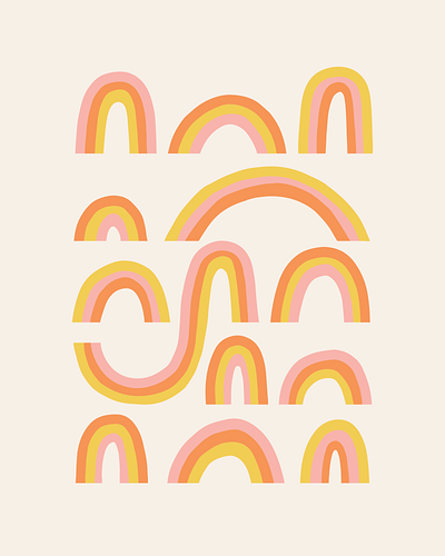 rainbow multi colorful creative design design groovy illustration pattern pattern design procreate rainbow rainbows retro wallpaper