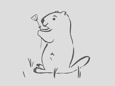 Groundhog flower groundhog illustration ink sketch
