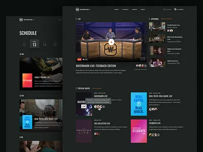 WatermarkTV channel design digital live minimal schedule station streaming app tv typography ui ux video web web design website