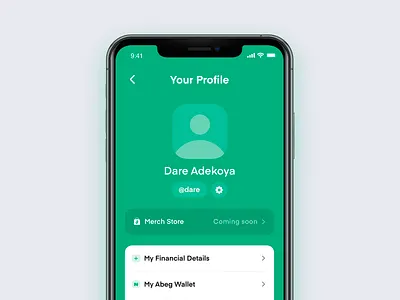 Profile page redesign abeg app design fintech icon invite nigeria profile rebound settings tag ui ux vector