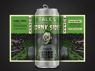 Tales From The Dank Side badge beer beer label branding craft beer crypt dead halloween horror identity illustration packaging scary spooky typography