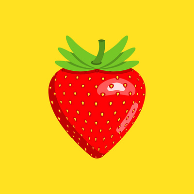 Strawberry @design @vector cute flat fruits illustration red vectorart