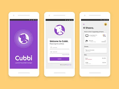 Cubbi Mobile App UI app cubbi design household housemates mobile productivity task manager ui user friendly