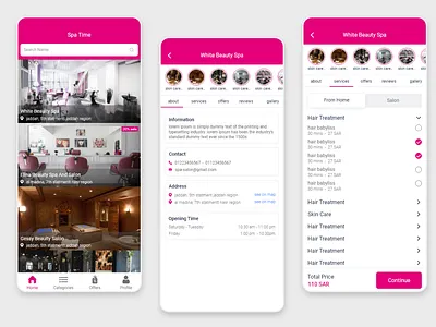 Spa Time App app design salon space ui woman