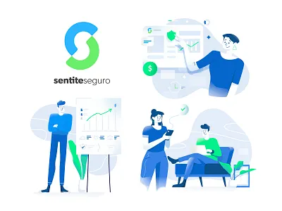 SentiteSeguro branding character design design illustration insurance app insurtech logo ui ux vector website website illustration