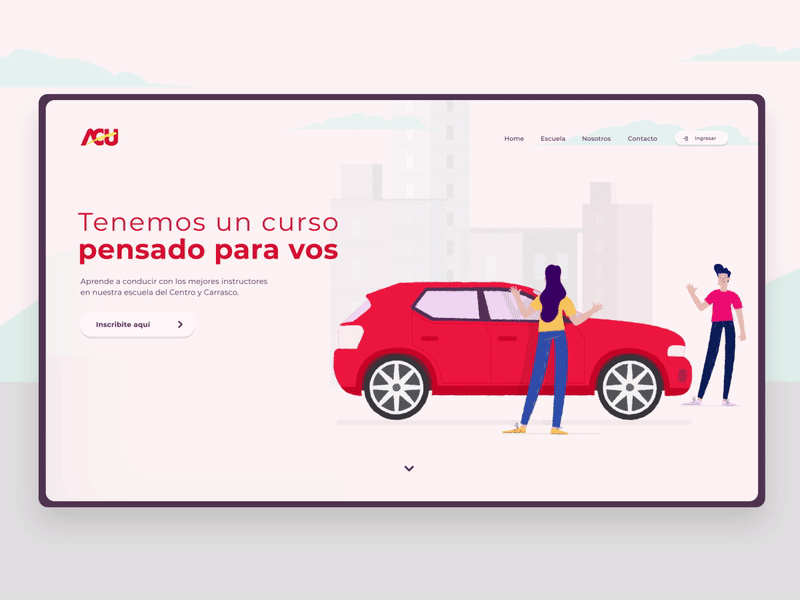 Driving School - Landing Page 2d animation animation car design drive landing page prototype school ui website