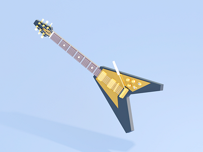 Flying V 3d custom flying gibson guitar kravitz lenny low poly render v