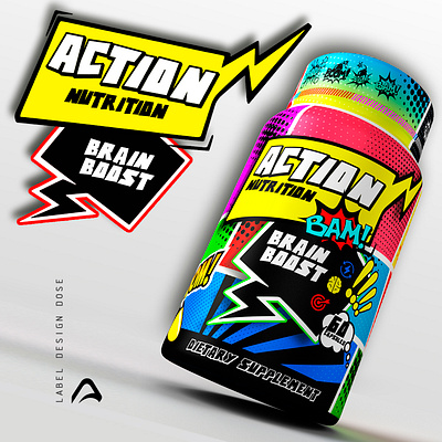 comics label design 3dimages arquimediastudios design inspiring inspiringdesign label mockups packaging sports supplements