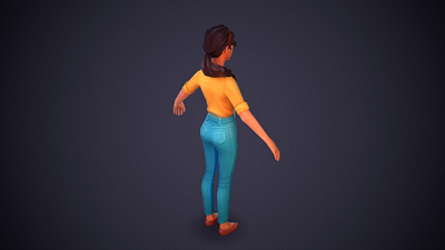 Jen 03 3d 3d art 3dsmax cartoon character girl hand human low lowpoly mobile model painted painter poly substance texture woman