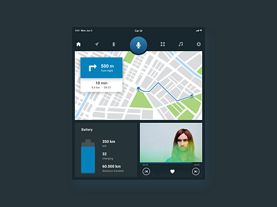Daily UI #034 - Car Interface 34 car challenge clean daily dailyui design eco ecology gps interface music trips ui ux