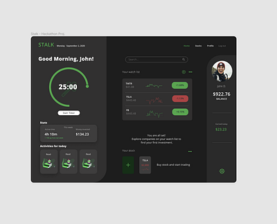 Stalk - Fintech Software app design fintech hackathon illustration robinhood software ui ux