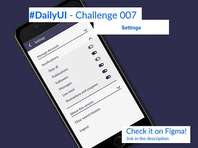 Settings app dailyui design mobile ui ux