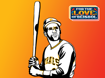 Roberto Clemente Illustration 21 badge baseball branding design heritage hispanic illustration logo milb month pirates player retire roberto clemente sports typography vector