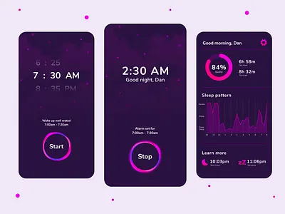 Sleep Tracker App alarm app bedtime concept design graphics habit habit tracker icons illustration meditation mobile night relax sleep sound time ui uidesign ux wellness
