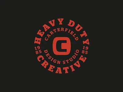 Heavy Duty Creative Badge 1985 badge badge logo black circle circle logo circle type logo promo red tagline typogaphy