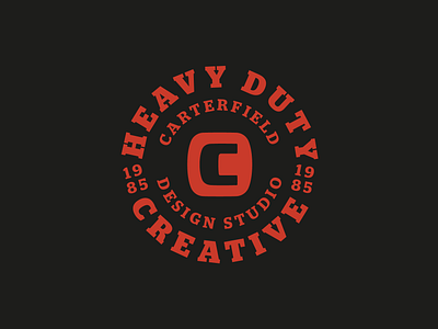 Heavy Duty Creative Badge 1985 badge badge logo black circle circle logo circle type logo promo red tagline typogaphy