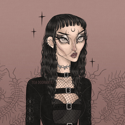 Black Venom black centipede dark digital 2d digital illustration editorial fashion fashion goth gothic illustration macabre makeup portrait portrait art stylized tea doorante