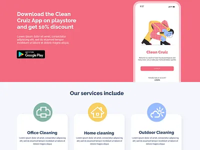 Clean cruiz web landing page illustration ui web
