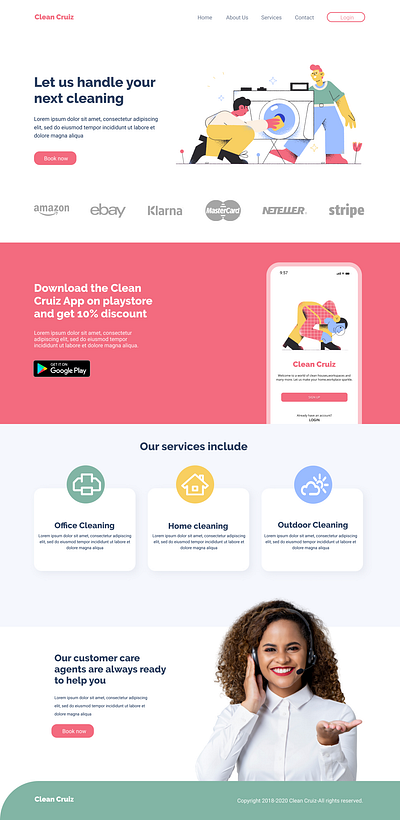 Clean cruiz web landing page illustration ui web