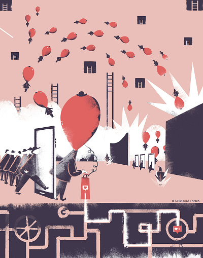 The Pump cristianne fritsch digital art digital illustration digital painting editorial artwork editorial illustration illustration mixed media pen and ink social media illustration