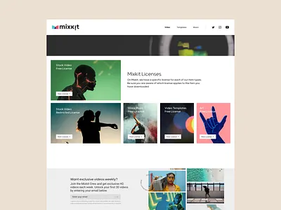 License Page Design for Mixkit deisgn ui design website