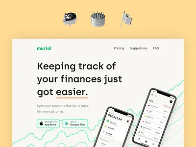 🐷 banking app finance fintech fintech branding landingpage marketing marketing site mobile neon startup