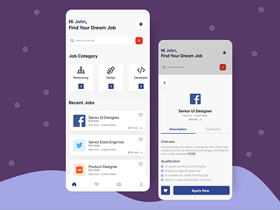 Job Finder Apps clean clean design clean ui job job application job board job list job listing jobs mobile app mobile application mobile apps mobile design mobile device mobile ui mobile ui design soft soft ui ui ux ui ux design