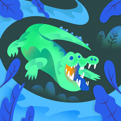 Crocodile alphabet character childrens book childrens illustration color crocodile illustration procreate series texture