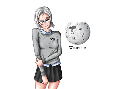 Wikipedia chan anime art anthropomorphism branding character design design digital art fan art illustration