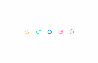 Colorful Icons alarm alert bright colors clock colors design home house icon set iconography icons icons pack iconsets letter lock message minimal outlined ui vector