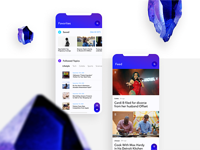News App articles favorites feed saved topics ui