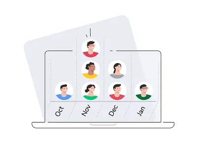 True-month-to month plans avatars employees flat illustration illustrations illustrator plans ui vector