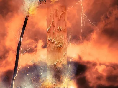 CLOUDS GLITCH FIRE2 art brand color design fire logo palmtree texture