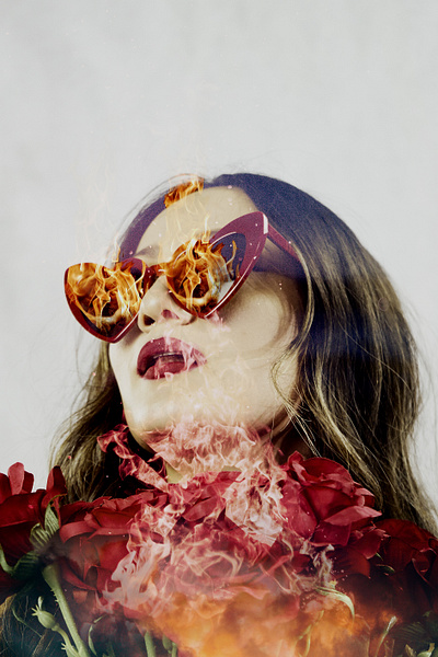 Desi Roses Fire art brand color design fire fireart logo photoshop rose self portrait texture
