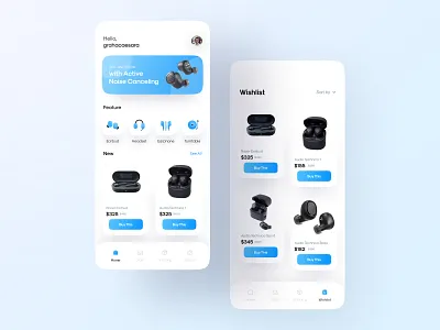 Heartbeat Audio Device App audio card clean design earbuds equipment gadget headset hitech marketplace minimalist mobile app ui uiux