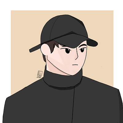 Man in Black black boy campus cap college design friend illustration ilustration nct vector