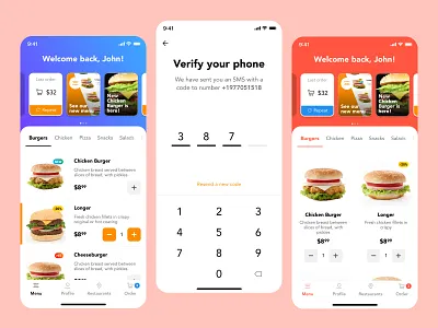 Food Ordering Mobile App app design figma flat food ordering ui ui kit ux