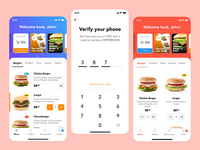 Food Ordering Mobile App app design figma flat food ordering ui ui kit ux